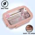 Stainless Steel Transparent Printed Lunch Tiffin Box for School/Office/College for Kids, Men, Women (Big, Pink).