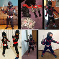 Ninja Costume Deluxe Black Kids Ninja Costume with Plastic Accessories Halloween Cosplay Ninja Outfit for Boys Girls.