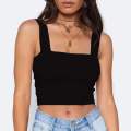Fashion Square Neck Sleeveless Summer Crop Top White Women Black Casual Basic T Shirt Off Shoulder Cami Backless Tank Top. 