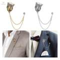 Men's Crown Brooch Pins Hanging Chain Brooch Jewelry Breast Pins Fashion Suit Pin Suit Stud Lapel Pin for Boyfriend Career Suit Hat Coat Tie.