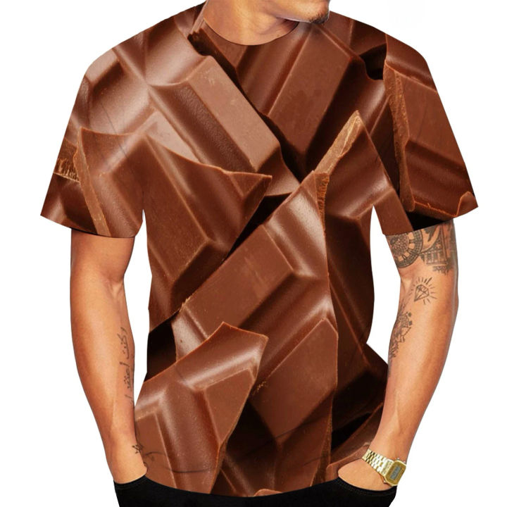 Funny Food Chocolate Sauce Harajuku T-shirt Casual Couples Tee Shirts Summer Fashion Women Men 3d Chocolates T Shirt