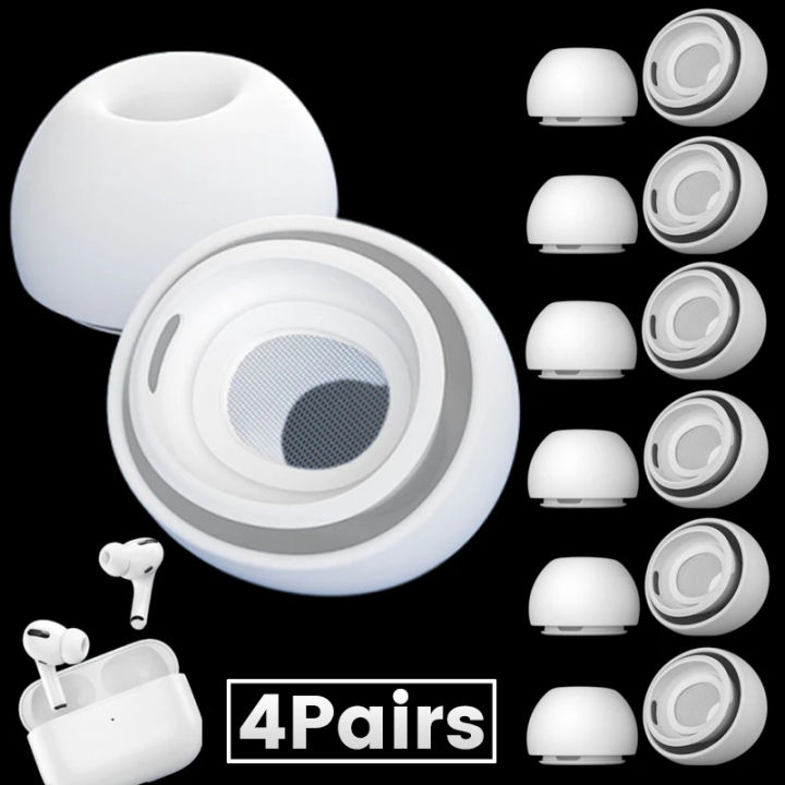 4pairs Soft Silicone Ear Tips For Pro 1/2 Protective Earbuds Cover Noise Reduction Ear-Pads For Air Pods Pro