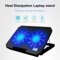 LED Lighting Adjustable Angle USB Laptop Cooler Fan Cooling Stand Bracket Base 2 Cooling Fan Laptop Cooling Pad Notebook Stand.