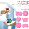6Pcs Silicone Keychain Molds with 12Pcs Key Rings, 12Pcs Jump Rings for Epoxy Pendant DIY Crafts. 