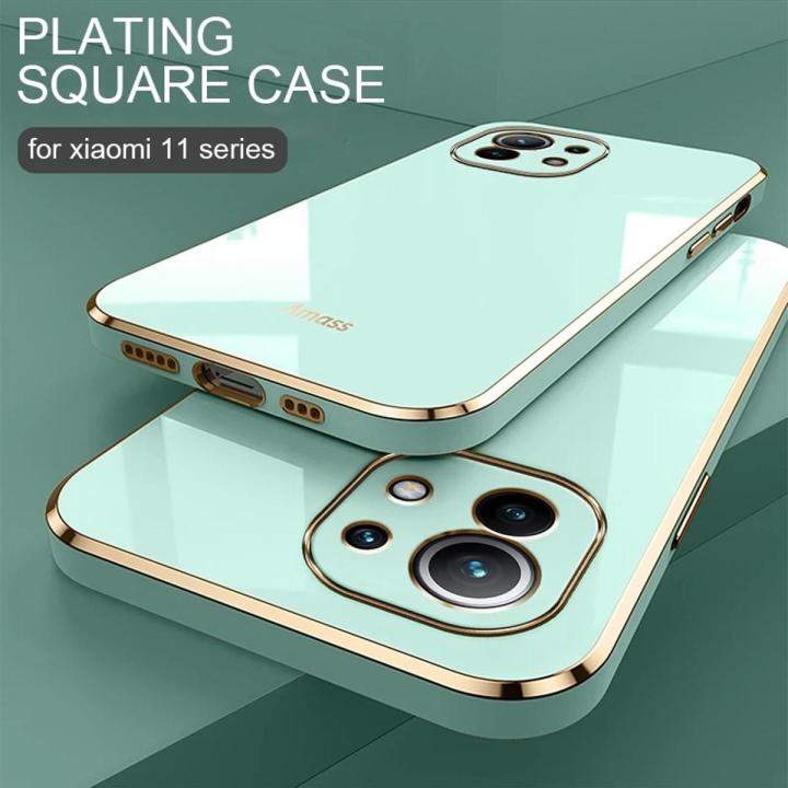 Luxury Plating Square Frame Phone Case For Xiaomi Mi 11 Lite 5g On Xiomi 11lite 4g 11i Mi11T Xiaomi11 Ultra Soft Silicone Cover