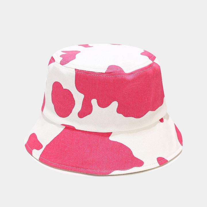 New Fashion Black We Cow Pattern Bucket Hats Fisherman Caps for Women Gorras Summer Women Panama Autumn Lady Outdoor Sun Cap