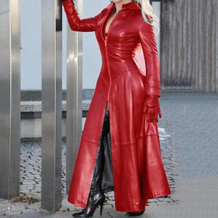 Solid%20Color%20Stand%20Collar%20Coat%20Stylish%20Cyberpunk%20Faux%20Leather%20Jacket%20with%20Stand%20Collar%20Zipper%20Placket%20for%20Women%20Trendy%20for%20Autumn%20-%20Image%203