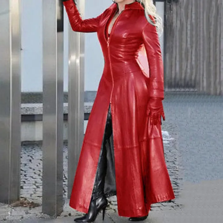 Solid%20Color%20Stand%20Collar%20Coat%20Stylish%20Cyberpunk%20Faux%20Leather%20Jacket%20with%20Stand%20Collar%20Zipper%20Placket%20for%20Women%20Trendy%20for%20Autumn%20-%20Image%203