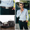 DOOPAI Men Leather Belt Metal Automatic Buckle Ratchet Cowskin Belts for Jeans Genuine Leather Strap Belts for Men Pants Wearhouse. 
