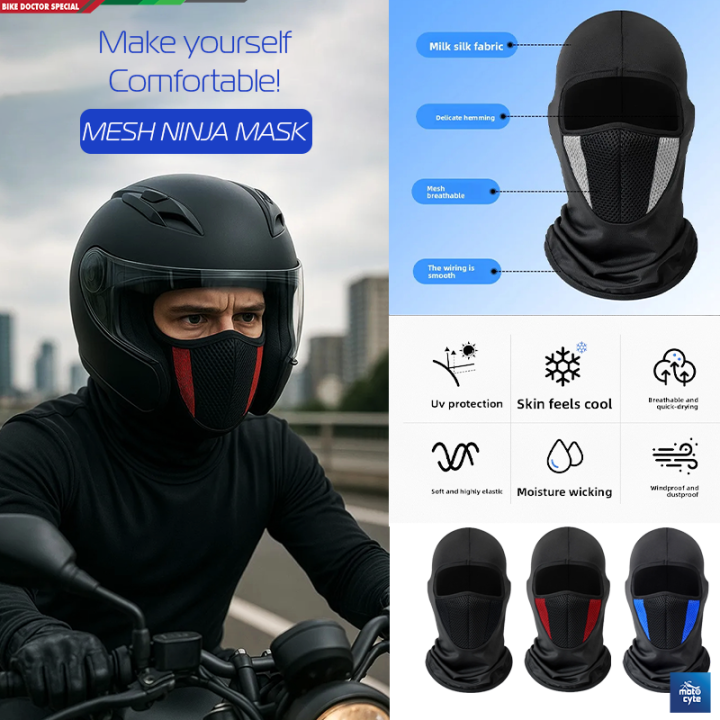 Unisex Super Breathable Full Face Mesh Balaclava Ninja Mask for Cycling Motorbike Sports Windproof Dustproof UV Protection Washable 1 Piece