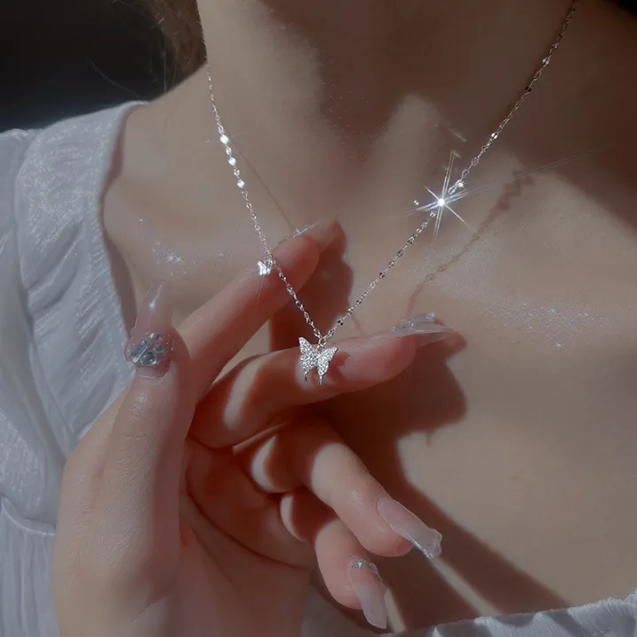 Korean%20Silver%20Color%20Cute%20White%20Dove%20Necklace%20for%20Women%20Fashion%20Simple%20Temperament%20Zircon%20Clavicle%20Chain%20Necklace%20Jewlery%20-%20Image%207
