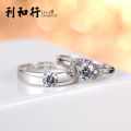 S925 sterling silver couple rings a pair of open men and women wedding diamond rings simulation pair of rings open manufacturers wholesale.