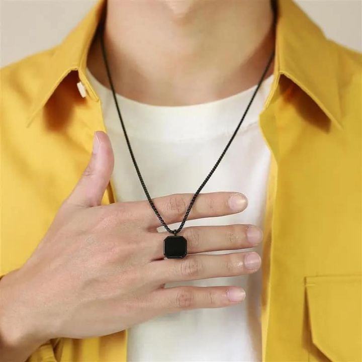 Stainless%20steel%20Black%20%20Square%20Pendant%20Necklace%20Chain%20For%20Men%20-%20Image%205