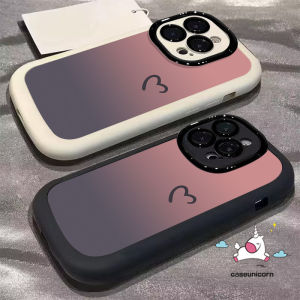 Bilashmart Simple Cute Couple Cartoon Gradient Love Heart Casing Compatible for IPhone 15 12 16 13 11 14 Pro Max 7Plus XR X XS Max 15 8 7 14 16 Plus SE 2020 Trendy New Luxury Puffs Soft Case