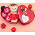 Love Gift -Heart Shape Gift Box (Flowers With Soft Teddy) - 11cm*11.8cm.
