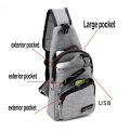 USB Charging Sling Bag For Men Casual Chest Bag Shoulder Crossbody Bag Male Anti Theft Multifunction Bags Man Sports Travel Pack. 