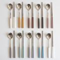 Korean Chopsticks Dessert Spoon Flatware Stainless Steel Cutlery Set Sushi Sticks Coffee Tea Spoons Set Portable Dinnerware Set. 