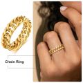 6mm Thick Chunky Chain Ring Cuban Curb Link Stainless Steel Stylish Ring for Women Girls. 