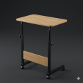 Portable Laptop Table with Wheels Adjustable Height | Study Table for Bed Sofa | Wooden Top Side Desk. 