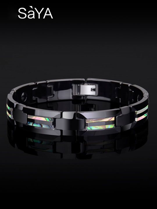 Black%20Ceramic%20Bracelets%20Scratch%20Proof%20Inlay%20Deep%20Sea%20Shell%20and%20Magnetic%20Stone%20for%20Men%20Jewelry,%20-%20Image%204