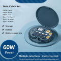 Multi Function Fast Charging Data Cable Set Box / Data cable set storage box / 60w fast charge multi-function data cable set / Mobile phone stand. 