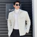 IEFB Korean Niche Weave Tweed Jacket Men Light Luxury Retro Autumn And Winter 2023 New Male Tweed Single Breasted Jacket 9D0945.
