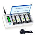 For 1.2V Ni-MH AA/AAA/C/D Size 9V Rechargeable Batteries Universal 6 slots LCD Display Smart Battery Charger EU/US Plug. 