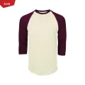 Men's Three Quarter 3/4 Raglan Sleeve Casual T-Shirt From Levin.