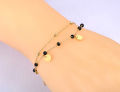 JeeMango Bohemia Titanium Stainless Steel Double Layer Bracelet For Women Original Design Black Crystal Chain Jewelry JB21117. 