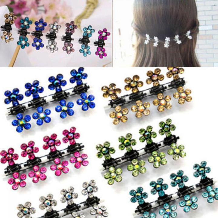 Girls Hairpins Crystal Flower Mini Barrettes Hair Claw Clamp Hair Clip Girls hair accessories -12 Pcs /Set Fashion