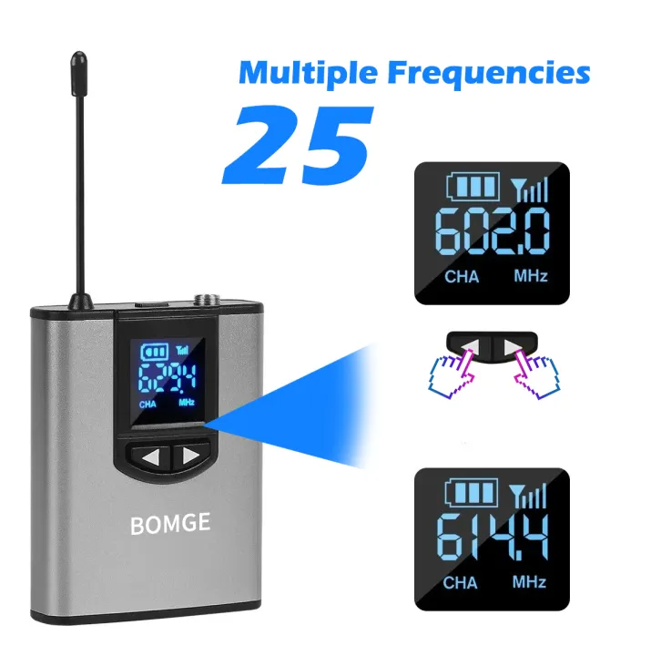 BOMGE%20Dual%20Wireless%20Microphone%20System%20Headset%20Mic/Stand%20Mic/Lavalier%20Lapel%20Mic%20with%20Rechargeable%20Bodypack%20Transmitter%20Receiver%20-%20Image%204