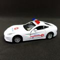 Random Color Car RED / WHITE  Kids Alloy Die Cast Full Metal 1:32 Scale Rescue Toy Cars Heavy Metal With Siren Music LED Lights Push & Pull Toys. 