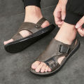 Sandals men's summer new men's casual outdoor beach shoes men's breathable sandals 2024 british korean leather sandals.