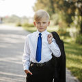 38*6cm Kids' Small Size Strap Tie with Pocket Square Fashion School Skinny Neckwear Easy To Wear Simple Lazy Slim Student Tie. 