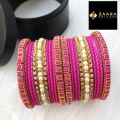 Premium Quality Bridal Bangles for Women (Magenta) (Imported) M-PQB980006 - 22 Pieces - Bangles - Bangles for Women - চুড়ি.
