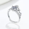 Platinum Plated Full Zircon Sparkling Wedding Crown Bridal Ring for Women Crown Micropaved Diamond Engagement Ring.
