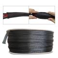 PET Elastic Woven Wire Mesh Black Encrypted Flame Retardant Woven Wire Mesh Nylon Computer Wire Mesh Tube Telescopic Sleeve 10m. 