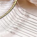Box Chain Necklace Silver 925 Real Women Fine Jewelry Gift Female Men Girls 40 45 50 55 60 65 80 CM Necklace On The Neck.