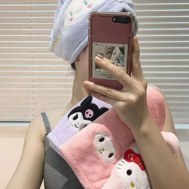 New%20Hello%20Kitty%20Bath%20Cap%20Kawaiii%20Bathroom%20Accessories%20Kuromi%20Women%20Melody%20Cartoon%20Absorbent%20Hair%20Drying%20Towel%20Hat%20Shower%20Caps%20-%20Image%206