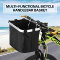 Bicycle Front Basket Folding Removable Bike Handlebar Basket Pet Cat Dog Carrier Bag Aluminum Frame Top Handles. 