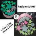 Radium Sticker Various Color (20 Pcs)- 1 Pack. 