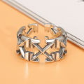 Chiba S925 silver European and American trendy brand arrow ring for men and women retro Thai silver fashion index finger ring opening adjustable.