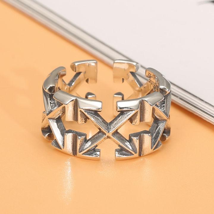 Chiba S925 silver European and American trendy brand arrow ring for men and women retro Thai silver fashion index finger ring opening adjustable