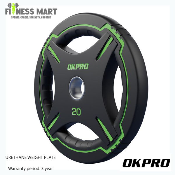 Okpro Gym Fitness Exercise Weight Lifting Barbell Urethane CPU Weight Plates 20Kg-2Pair