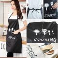 Kitchen apron waterproof oil-proof apron for woman adjustable home cooking bib with pocket hand-wiping clean tool accessory.