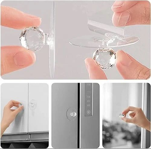 5 Pis Plastic Diamond Crystal Shaped Strong Sticker Sticky Heavy Duty Wall Hooks Transparent Self Adhesive Bathroom kitchen door wall hook and Trend