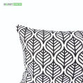 Fiber Cushion with Cover, White & Black, (20"x12"), Set of 2. 