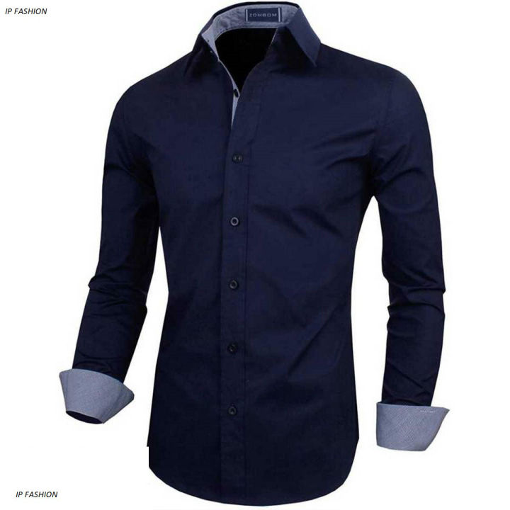 Dark Blue Long Sleeve Casual Shirt