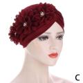 Flower Hijab Turban Head Warmer for Women Diamonds Soild Color Muslim Headscarf Bonnet Inner Hijabs Arab Head Wraps Indian Hat.