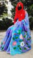 Sky Color Half Silk Wash Painted Hand Paint Saree -03. 